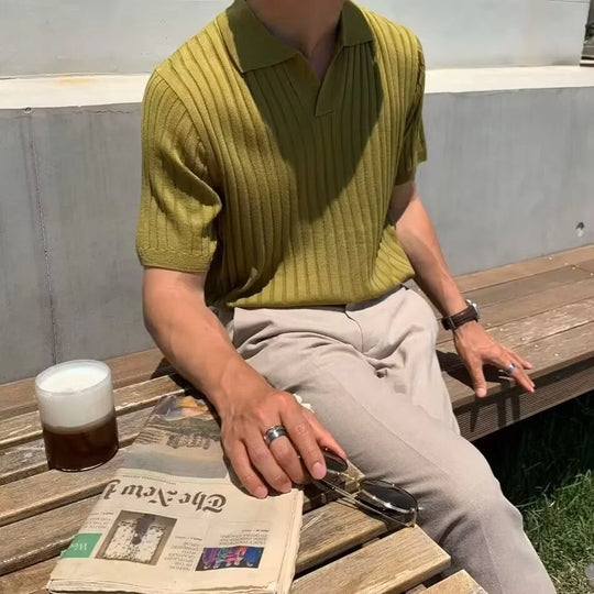 Sogno: Muscle Fit gebreid shirt