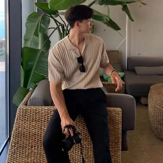 Sogno: Muscle Fit gebreid shirt