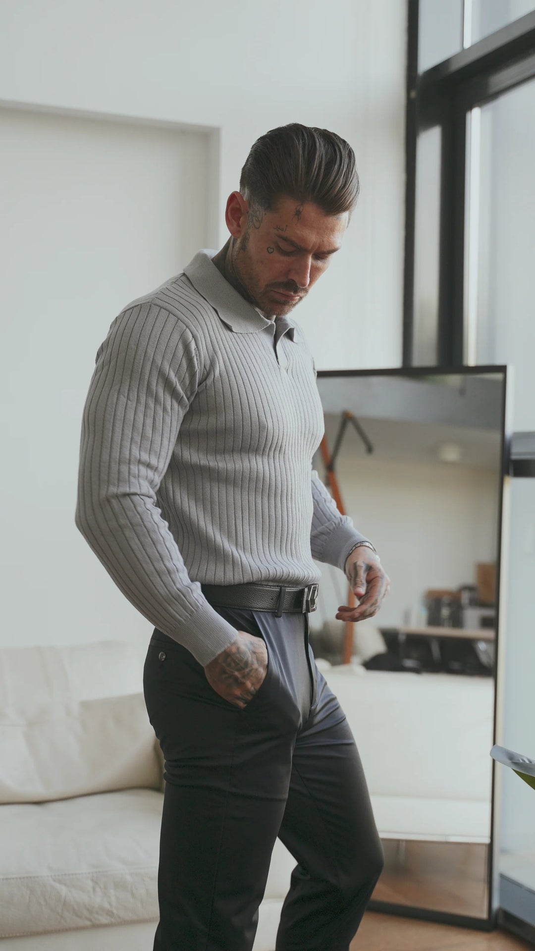 Sogno: Muscle Fit gebreid shirt