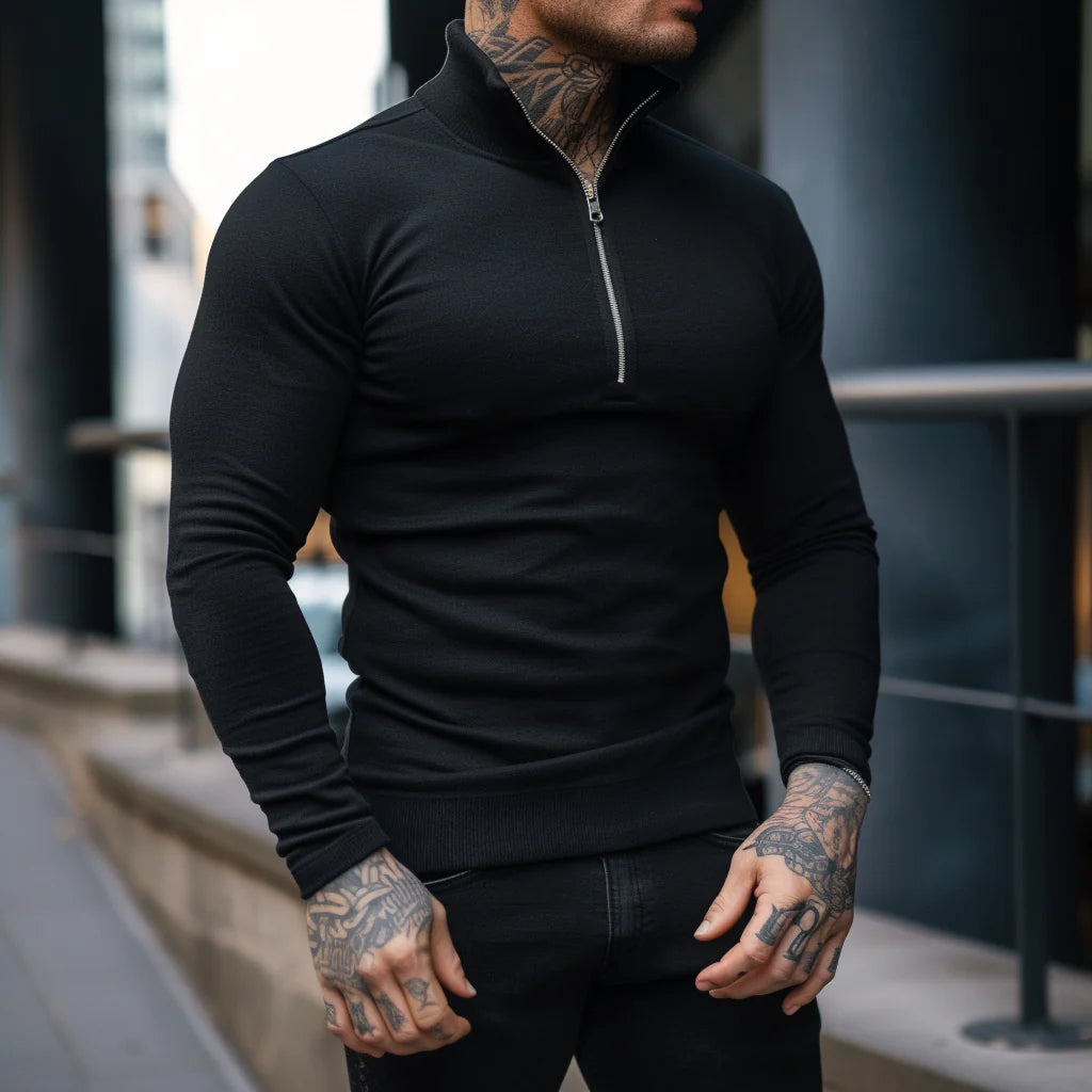 Sartoria: Muscle Fit trui met halve rits