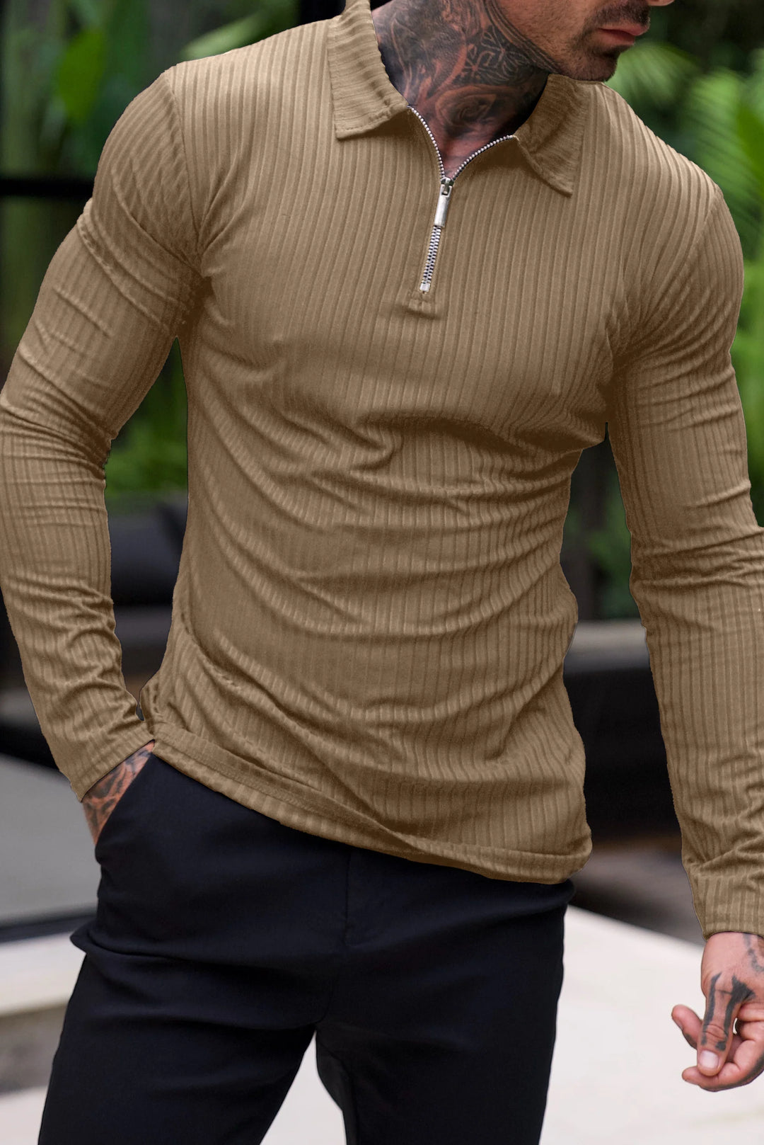 Fascino: Muscle Fit-pullover met halve rits